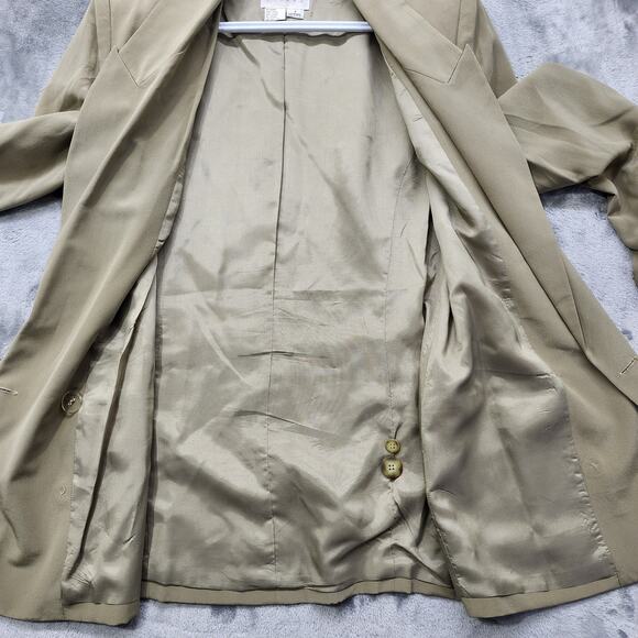 Vintage Hugo Buscati Milano Skirt Suit Womens 6 PETITE Tan Silk Double Breasted - Picture 5 of 14